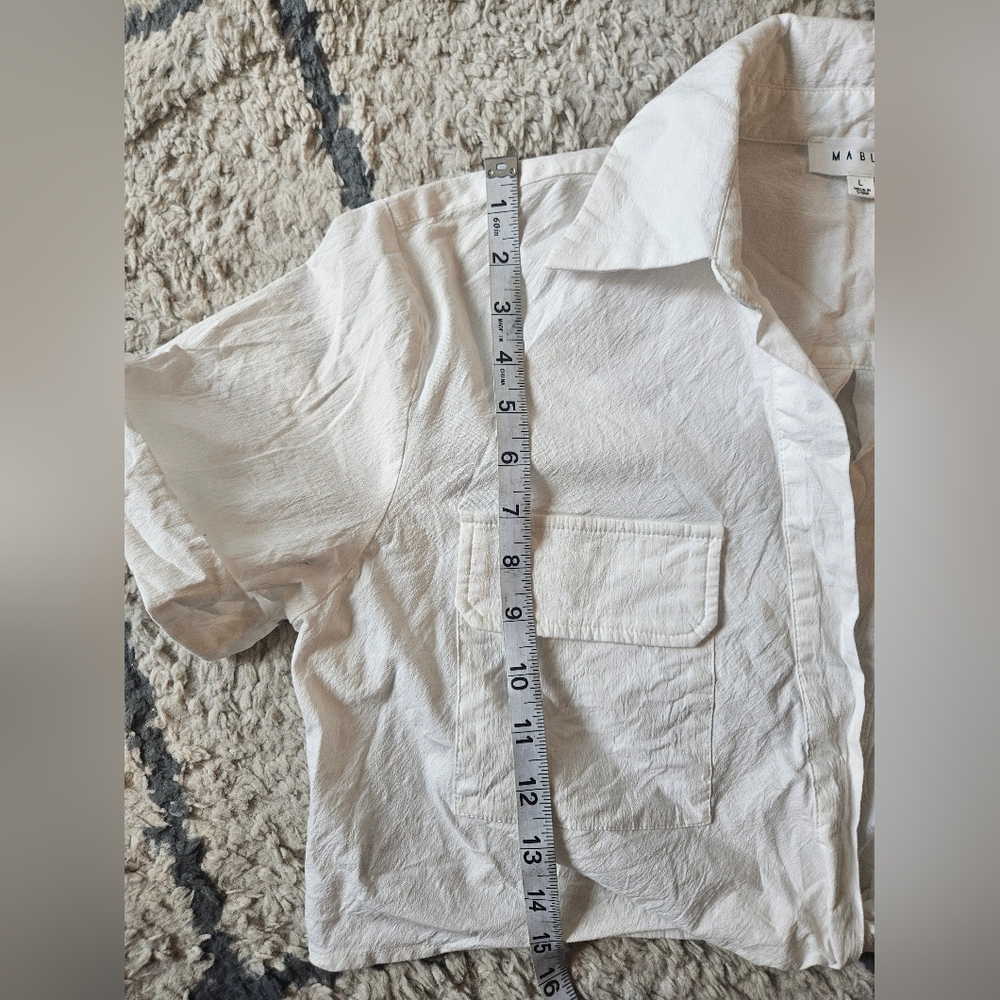 MABLE Brand Cropped Short Sleeve Button Down Large - Picture 4 of 8